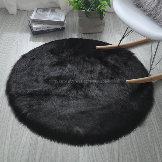 Tapis Rond et Doux Noir - OvaLux