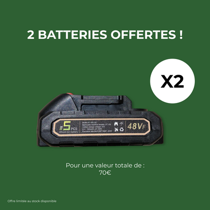 Sécateur électrique sans fil JARIWORLD (+2 batteries)