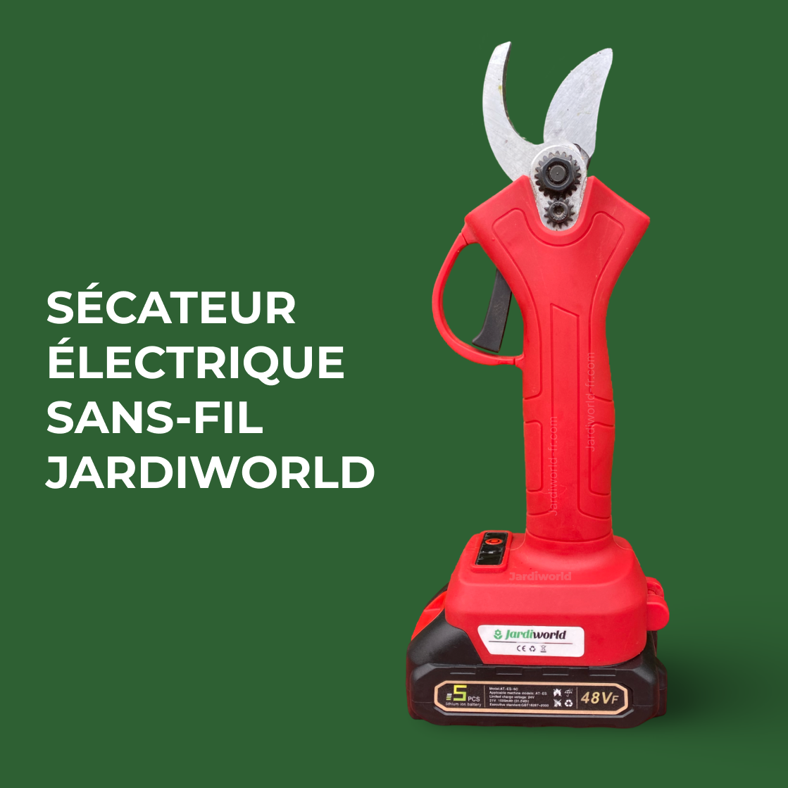 Sécateur électrique sans fil JARIWORLD (+2 batteries)