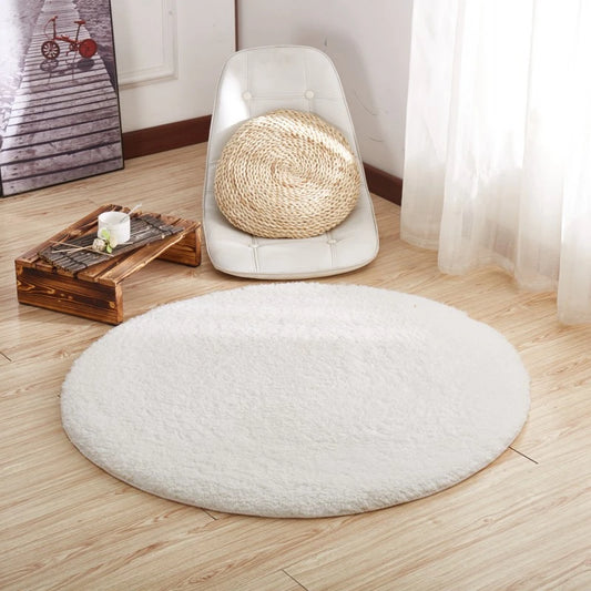 Tapis rond blanc doux