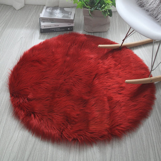 Tapis Rond et Doux Rouge - OvaLux